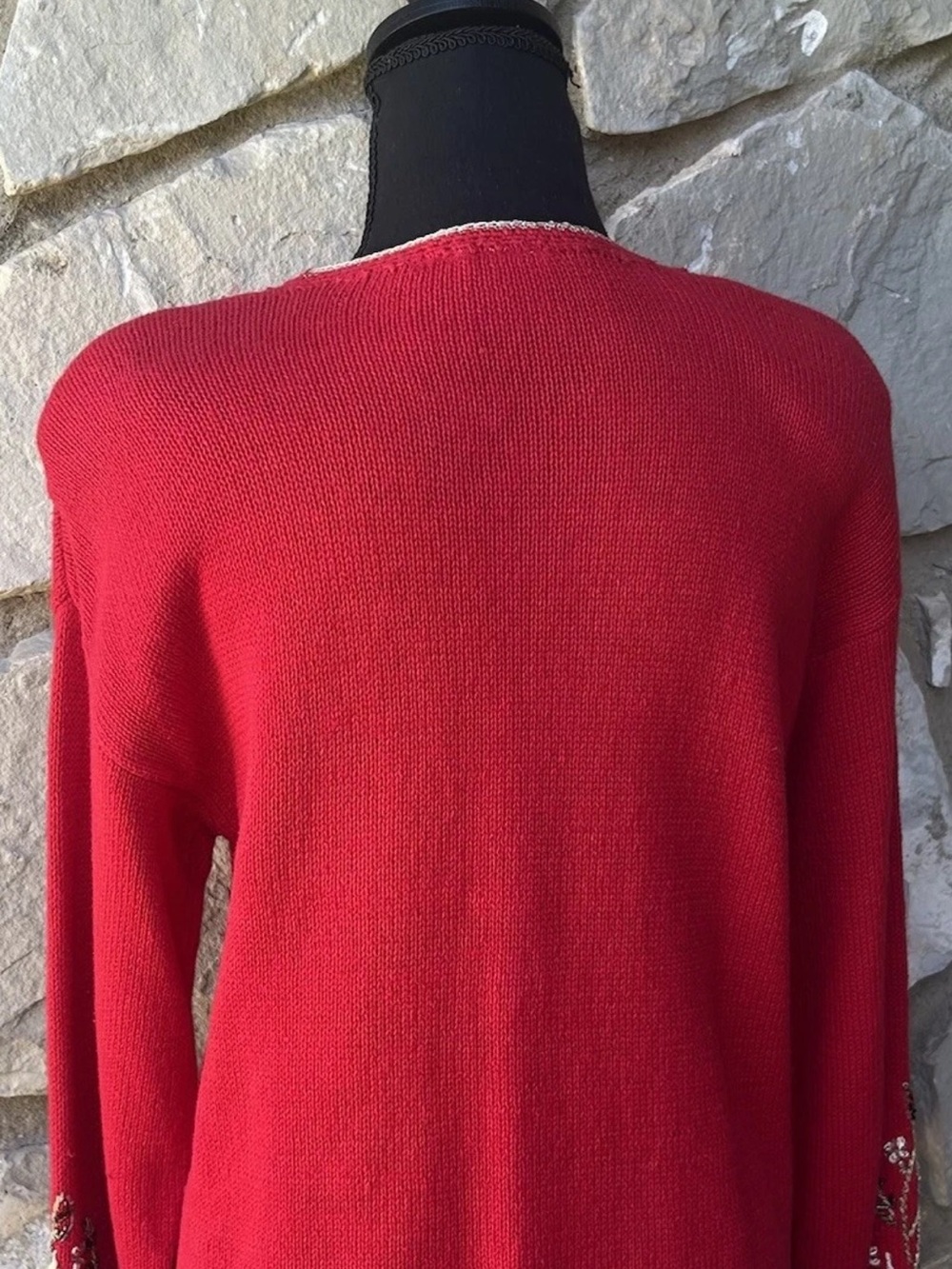 Vintage Carolina Colours Cardigan‎ Sweater Small Red Embroidered - Picture 10 of 12